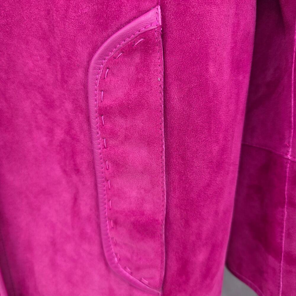 Women's Reversible Suede Leather Jacket Fuchsia Pink - Picture 8 of 9